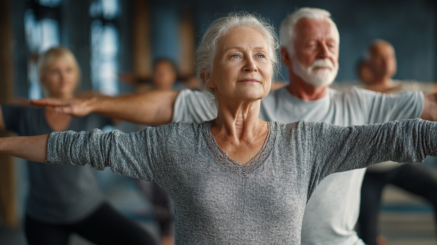 Групове заняття йогою для старших людей